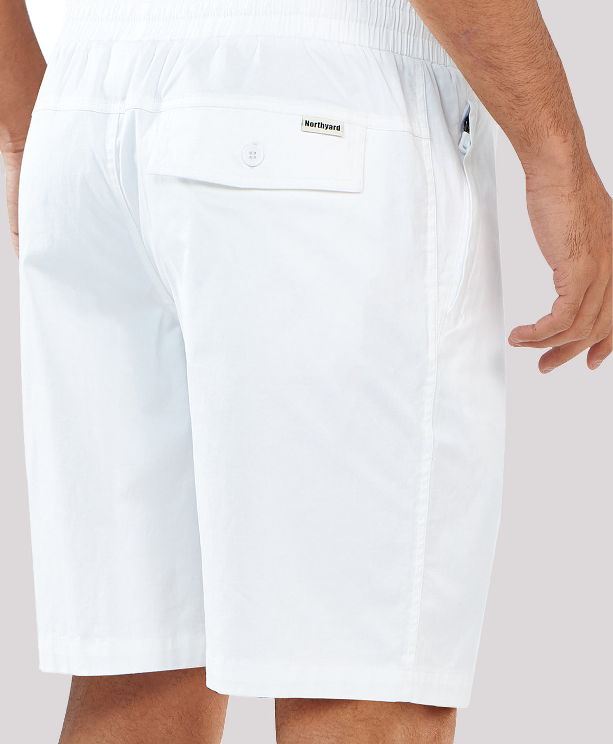 
Men's 9" Cotton Flat Front Hiking Shorts with Zipper Pockets — White