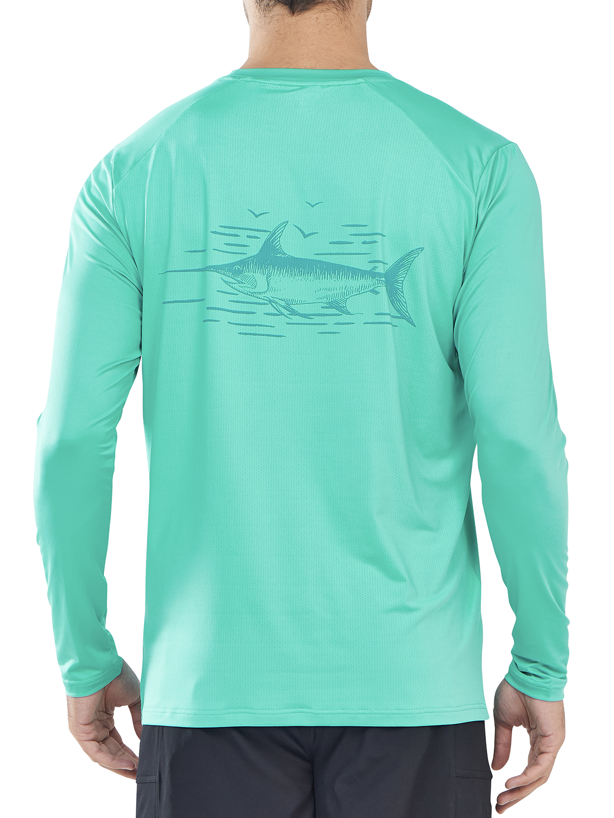 Men's Sun Protection UV Fishing T Shirts Crewneck Long Sleeve for Swim