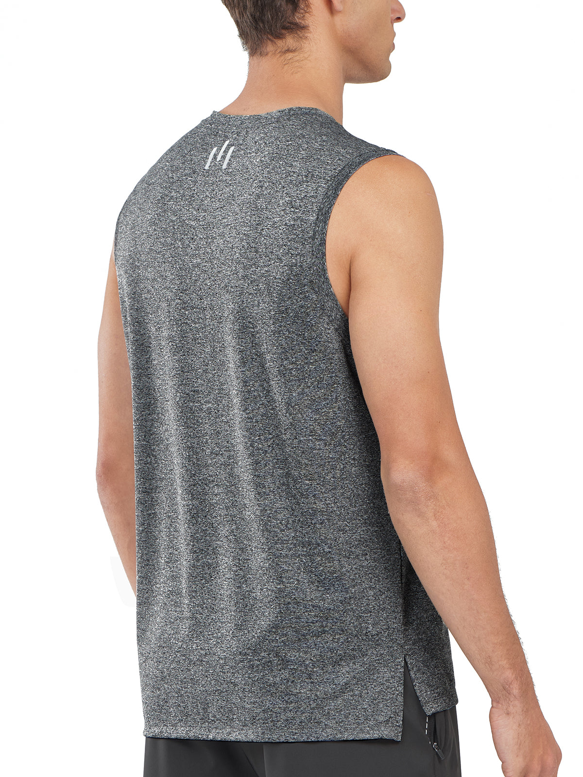 Northyard Men's Carbon Heather Athletic Sleeveless Shirts Dry Fit Workout Tank Tops for Running Back
