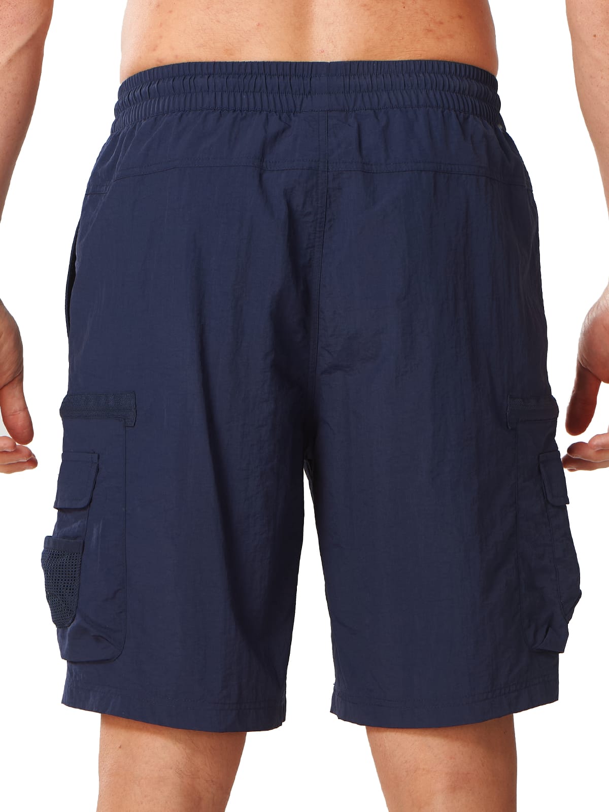Navy Quick Dry Tactical Fishing Shorts - Full Back View