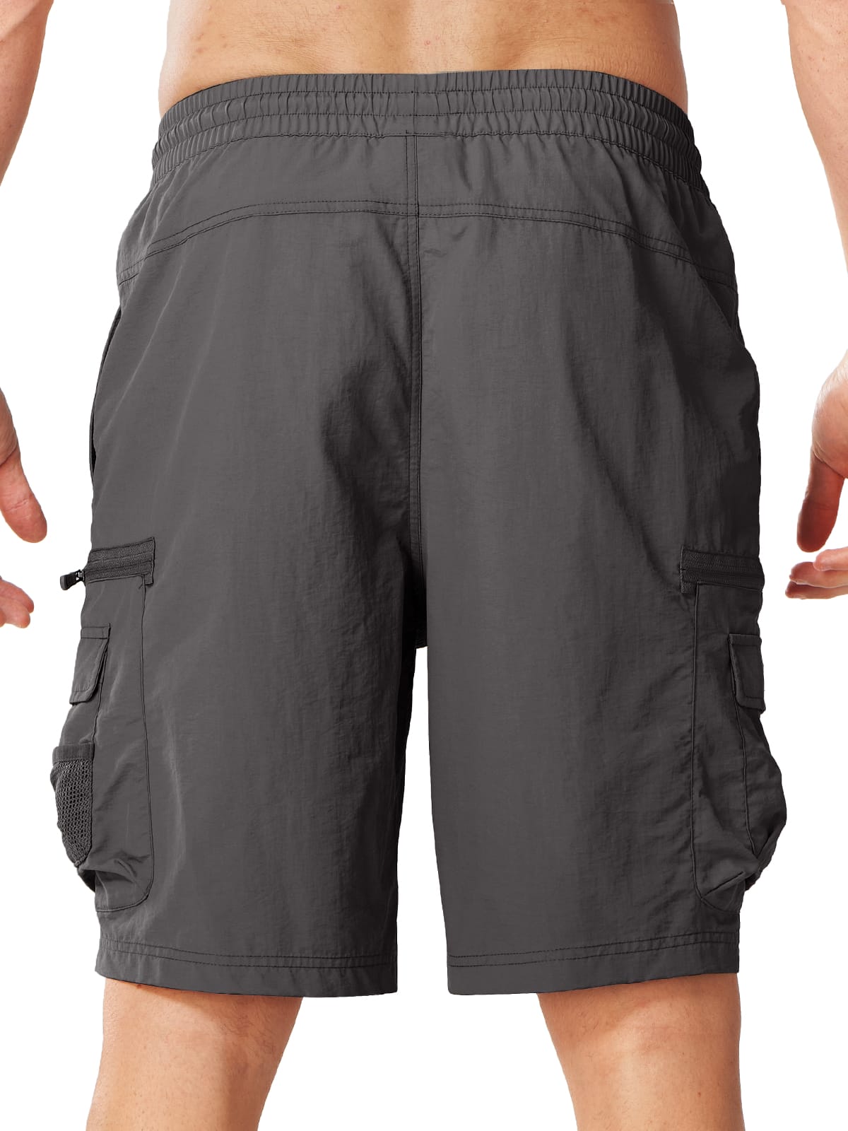 Darkgrey Quick Dry Tactical Fishing Shorts - Full Back View