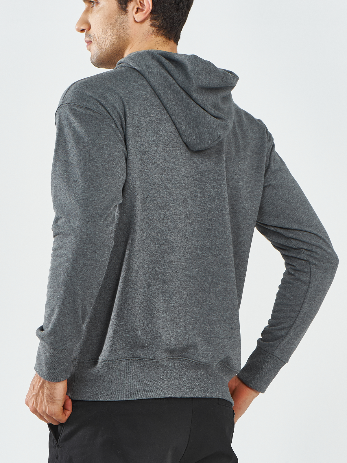 Men's Smoke Heather Cotton Hoodies Pullover Long Sleeve Athletic Casual Sweatshirts Back