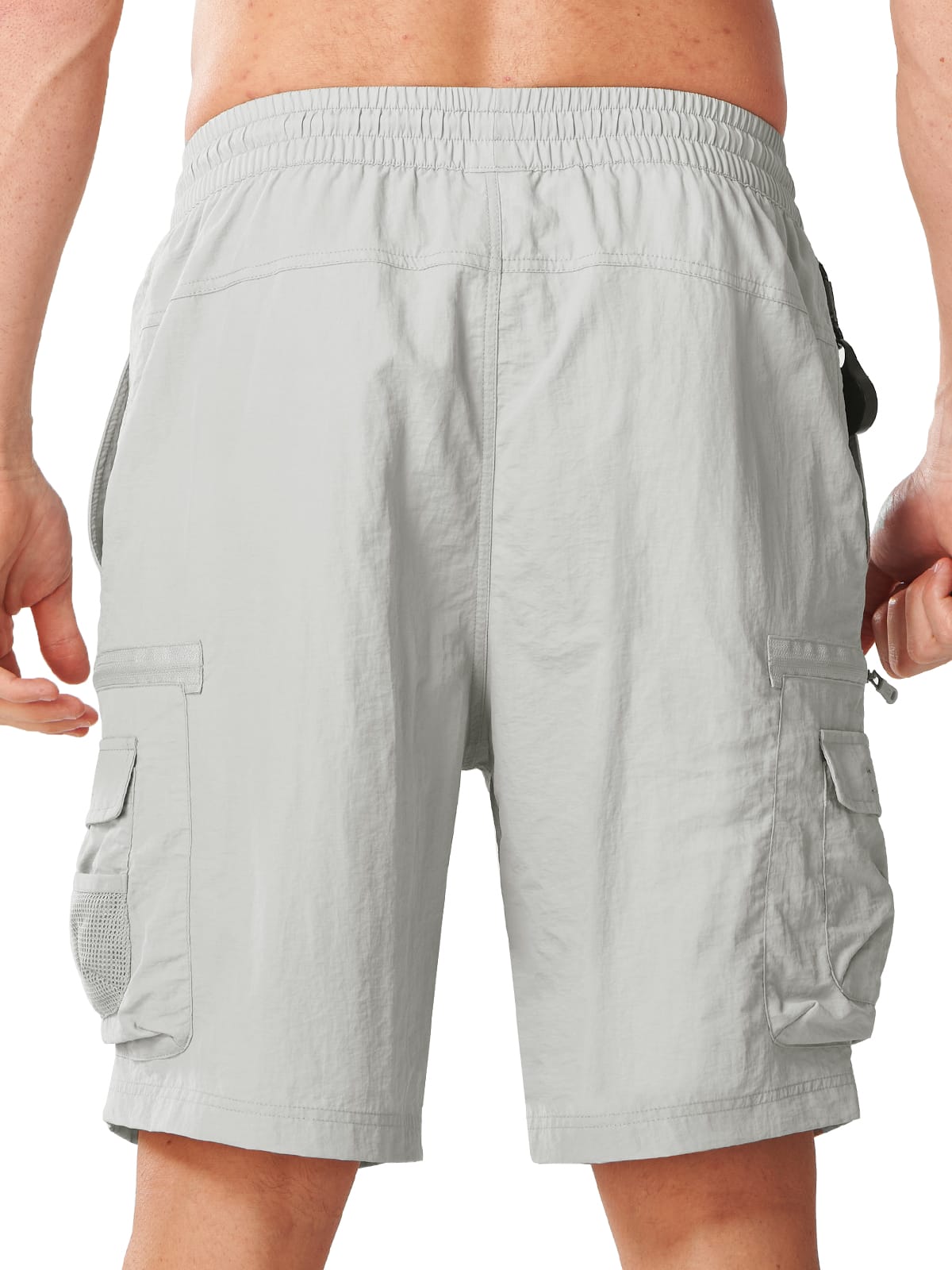 Lightgrey Quick Dry Tactical Fishing Shorts - Full Back View
