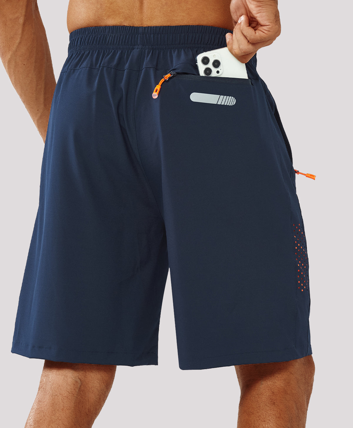 
Men's Hiking 9 Inch Inseam Athletic Shorts Quick Dry Fit Gym Workout — Navy