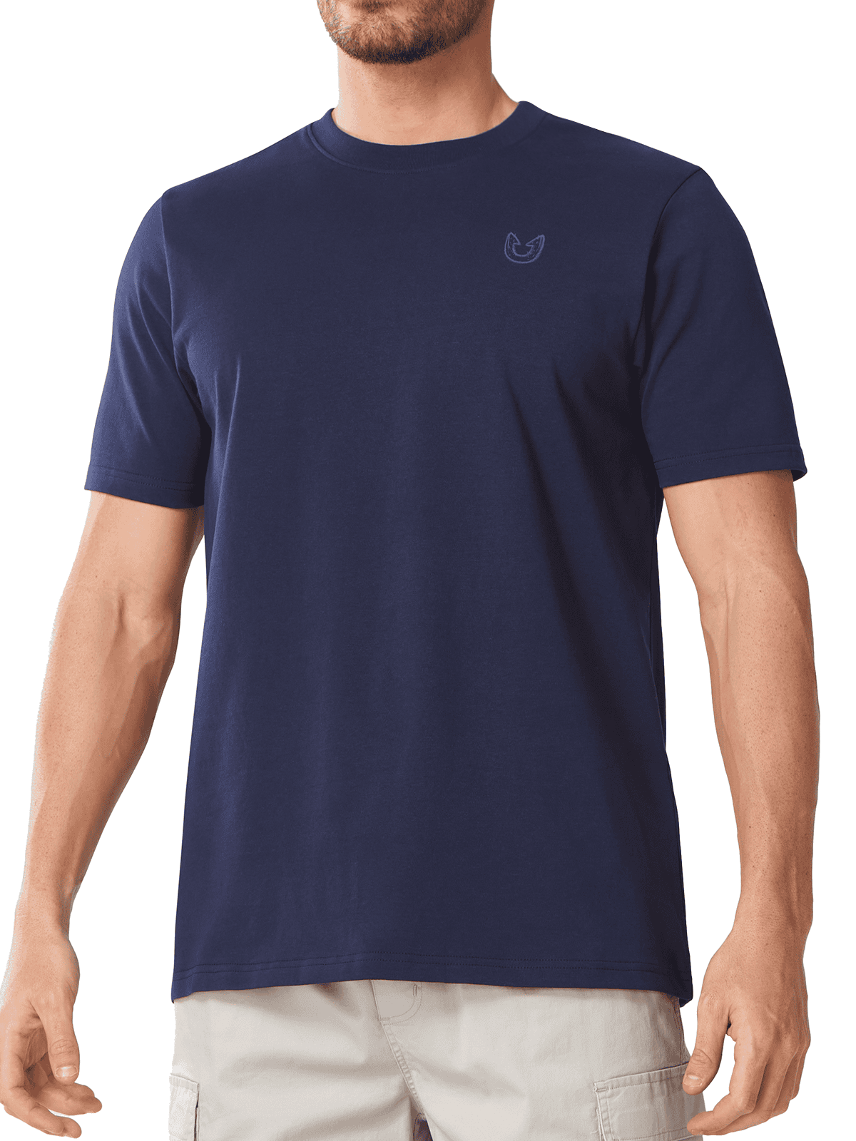 Navy Men's 100% Cotton Graphic T-Shirt - Front View Relaxed Fit