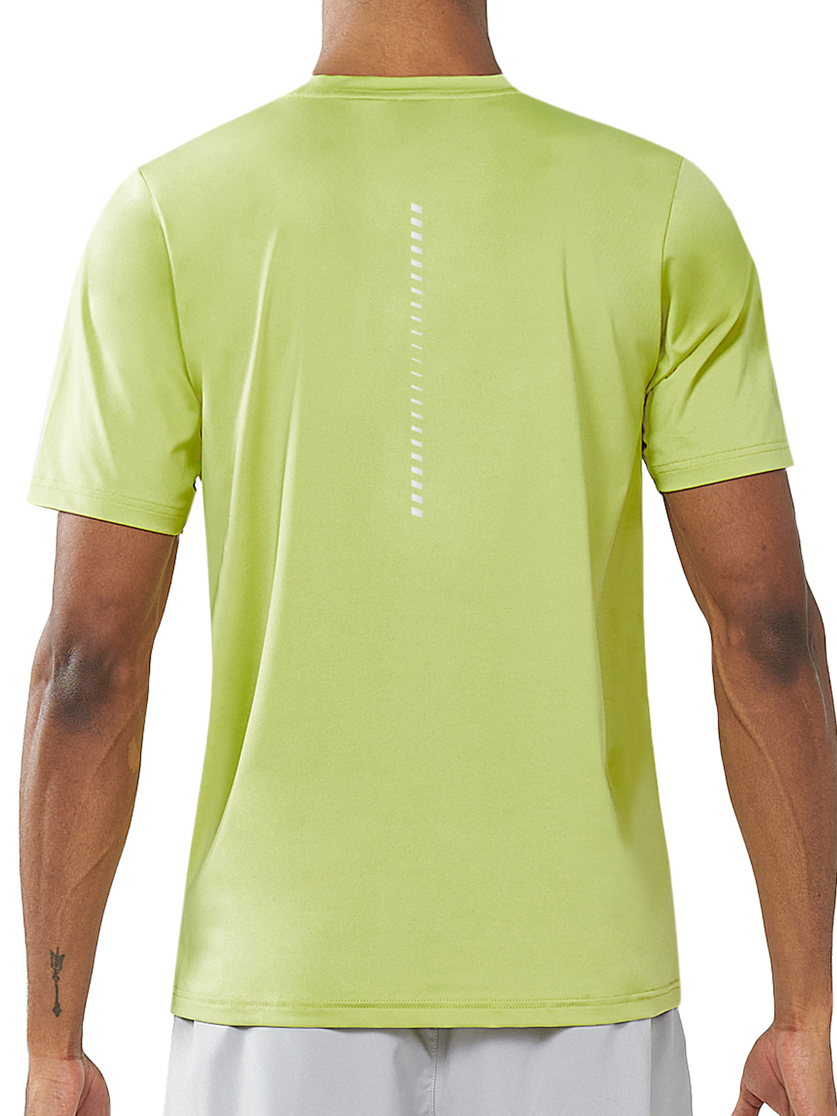 Men's Lemon Yellow Pickleball Workout Sweat T-Shirts Moisture Wicking for Gym Sport Back