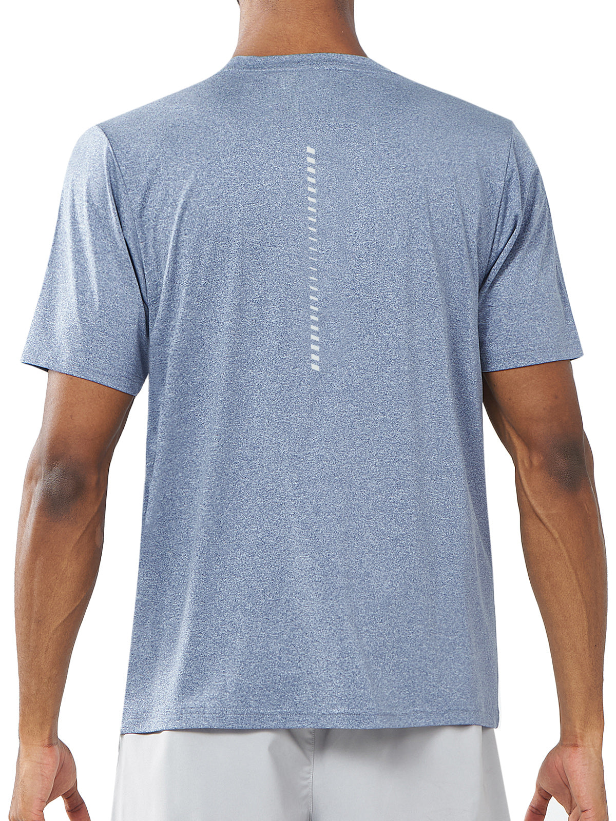 Men's Blue Heather Pickleball Workout Sweat T-Shirts Moisture Wicking for Gym Sport Back