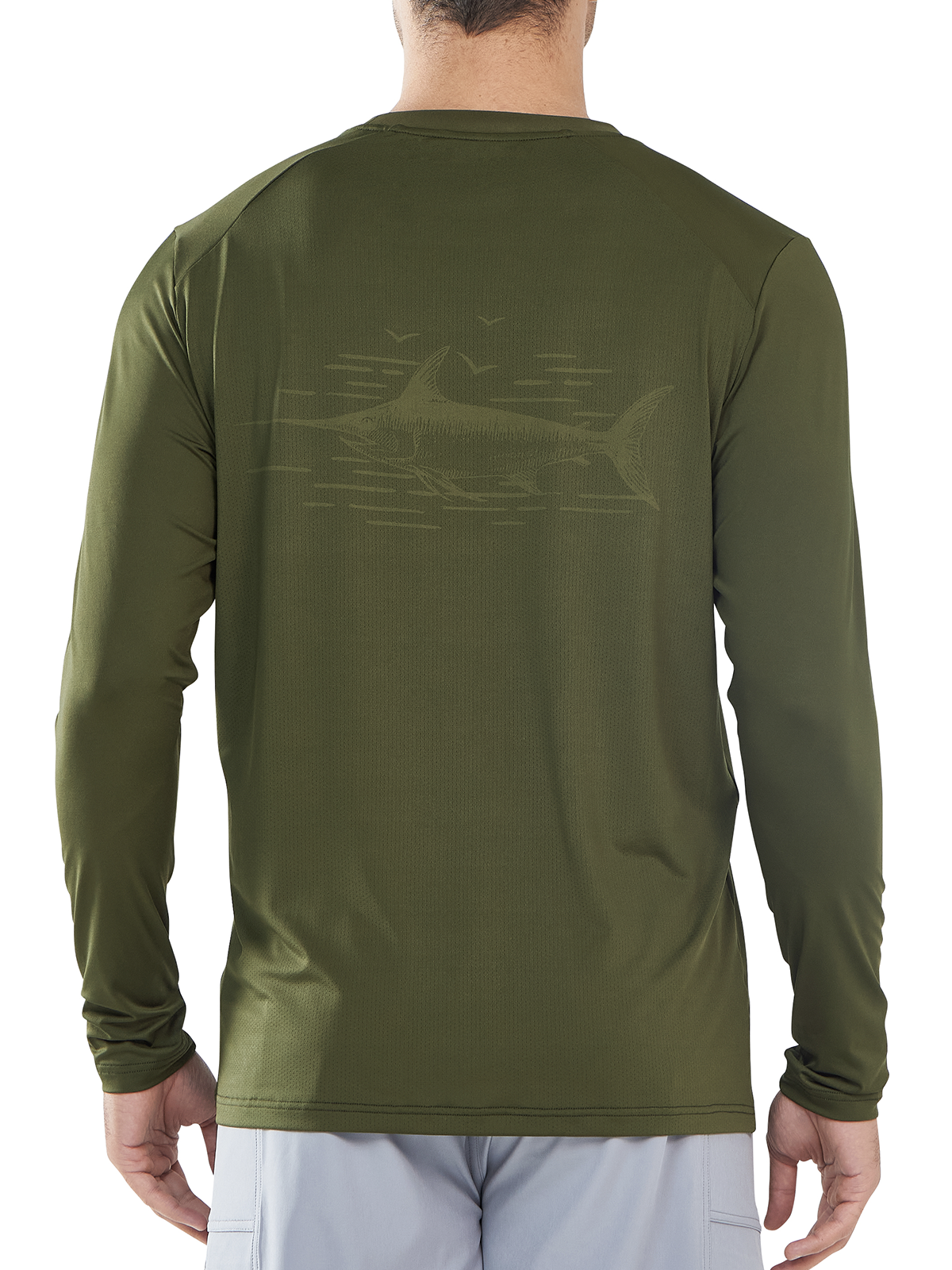 Men's Sun Protection UV Fishing T Shirts Crewneck Long Sleeve for Swim