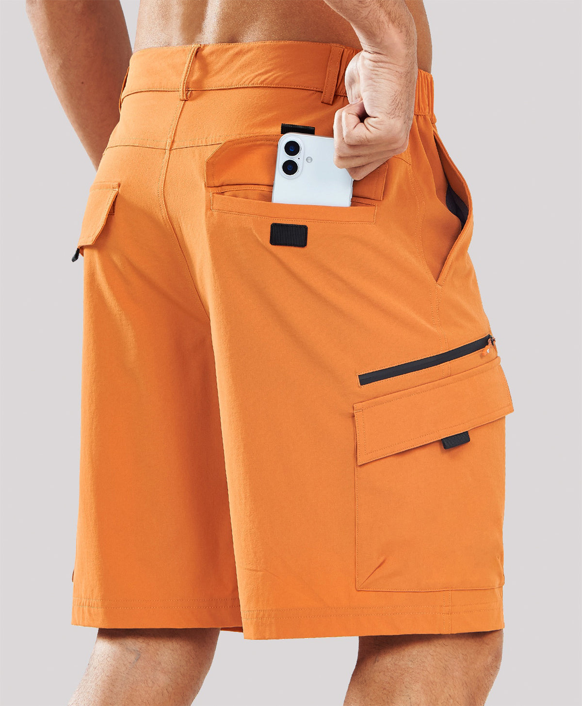 
Men's 9" Lightweight 7-Pocket Cargo Hiking Shorts — Orange