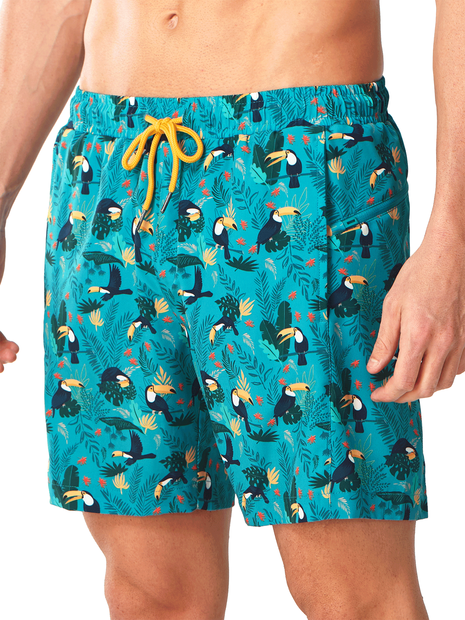Toucan Men's 7" 2-in-1 Quick Dry Swim Trunks - Front View