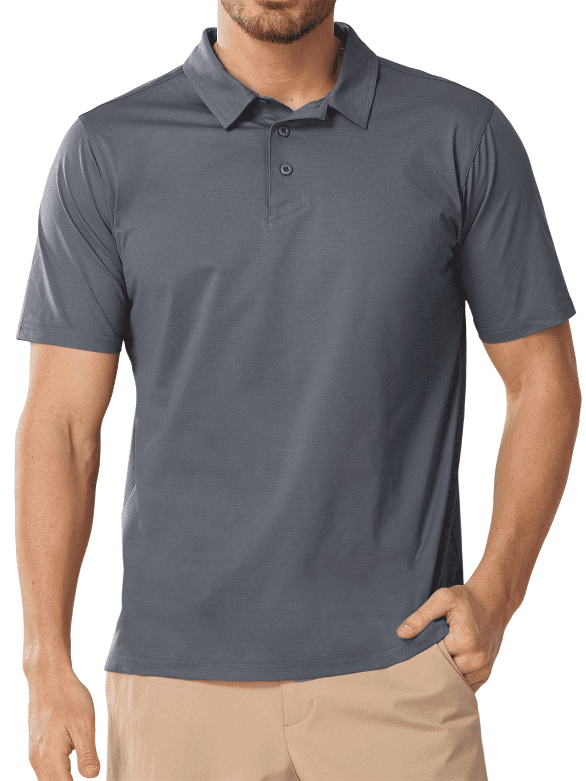 Dark Grey Short Sleeve Casual Work Activewear - Side Profile