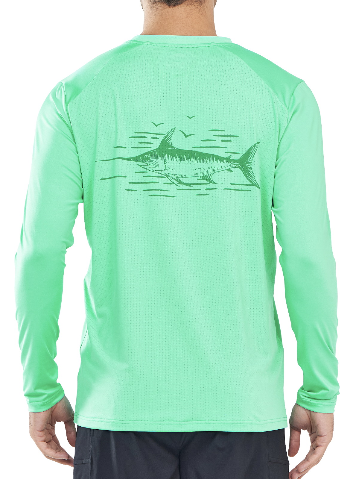 Men's Sun Protection UV Fishing T Shirts Crewneck Long Sleeve for Swim