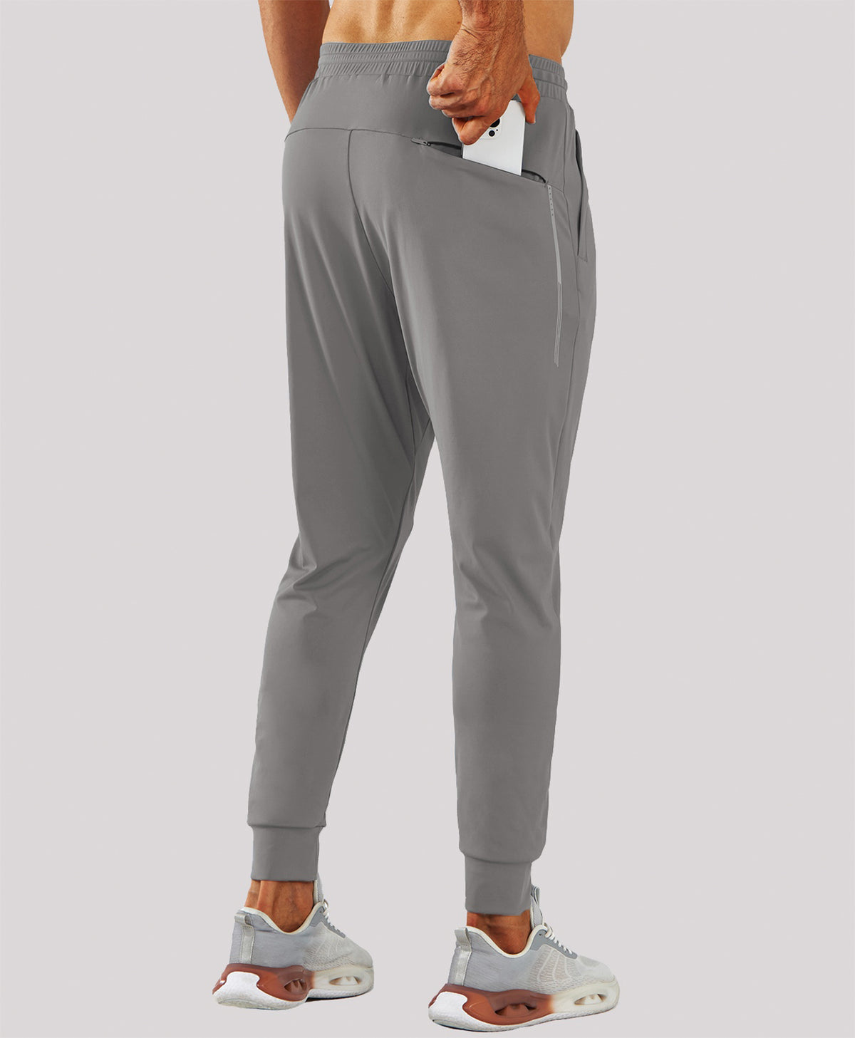 
Men's MotionFlex Tapered Joggers with Zipper Pockets — Light Grey