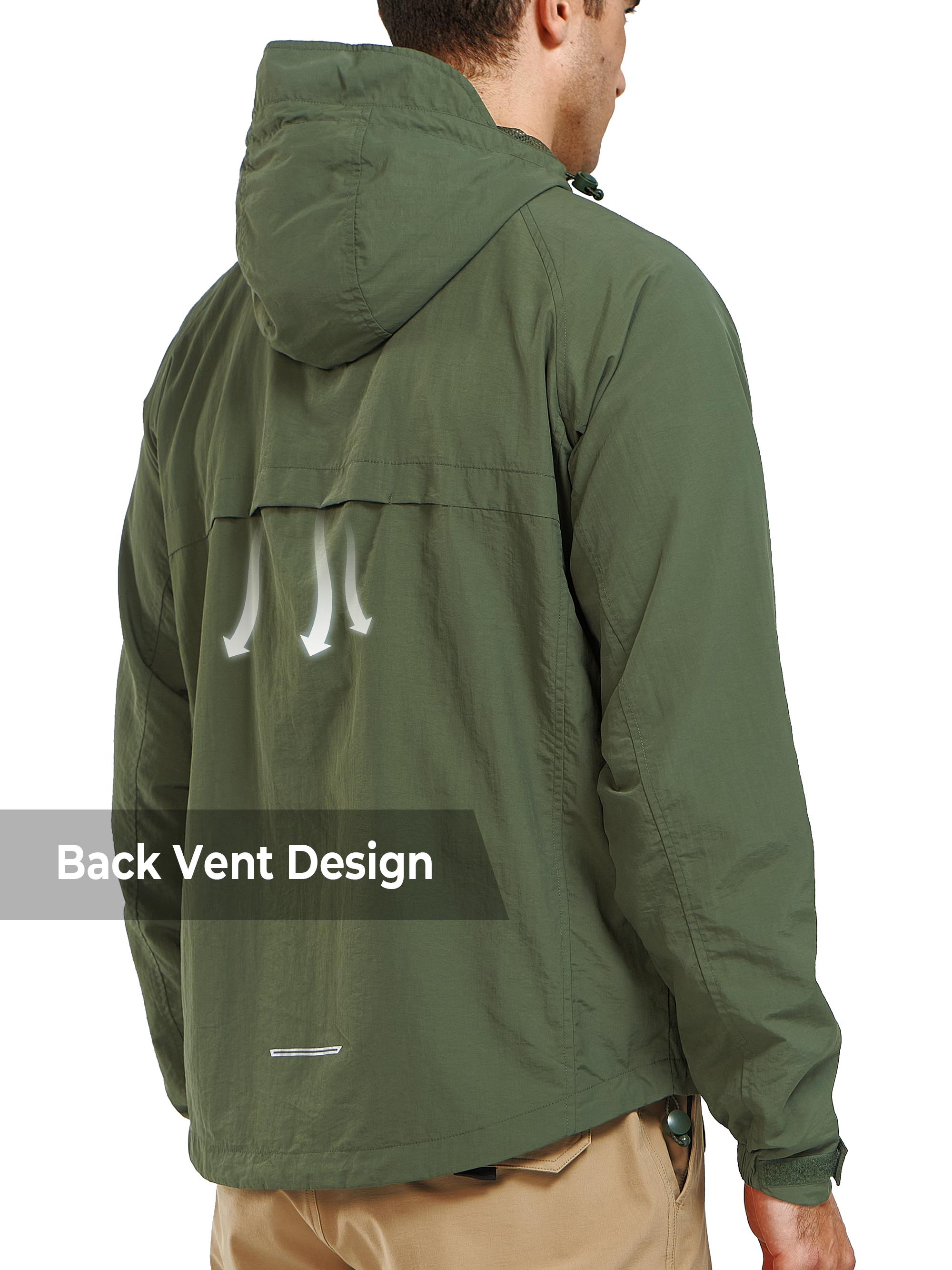 Men's Windbreaker Jackets Lightweight Hooded Windproof Coat for Hiking