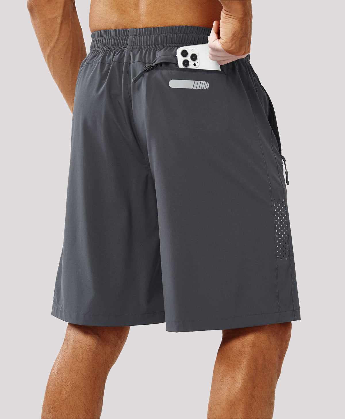 
Men's Hiking 9 Inch Inseam Athletic Shorts Quick Dry Fit Gym Workout — Dark Grey