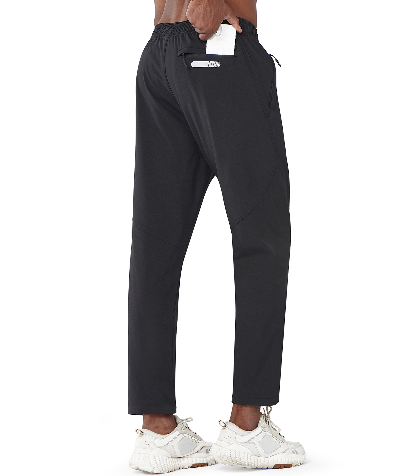 Men's Black Fleece Lined Pants Baggy Lounge Golf Work Casual Sweatpants Pocket