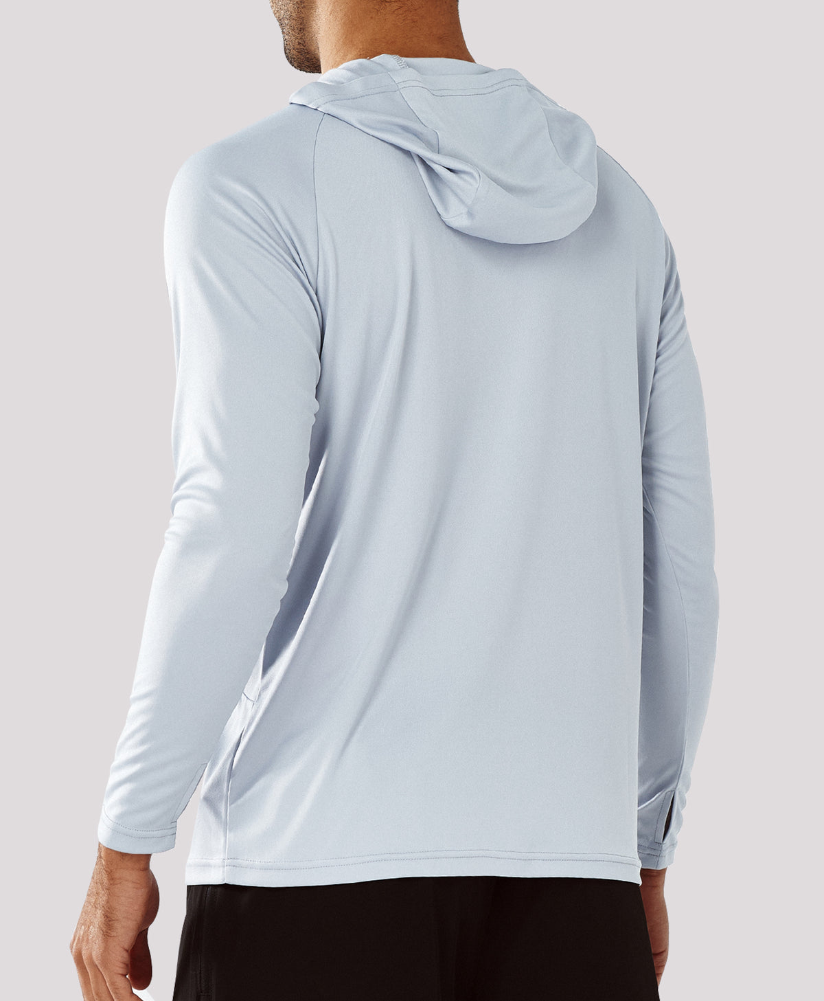 
Men's Fishing Sun Hoodie T Shirt Lightweight Long Sleeve for Workout — Light Grey