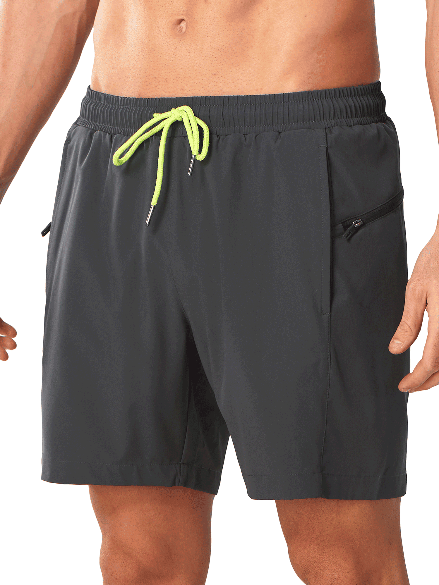 Darkgrey Men's 7" 2-in-1 Quick Dry Swim Trunks - Front View