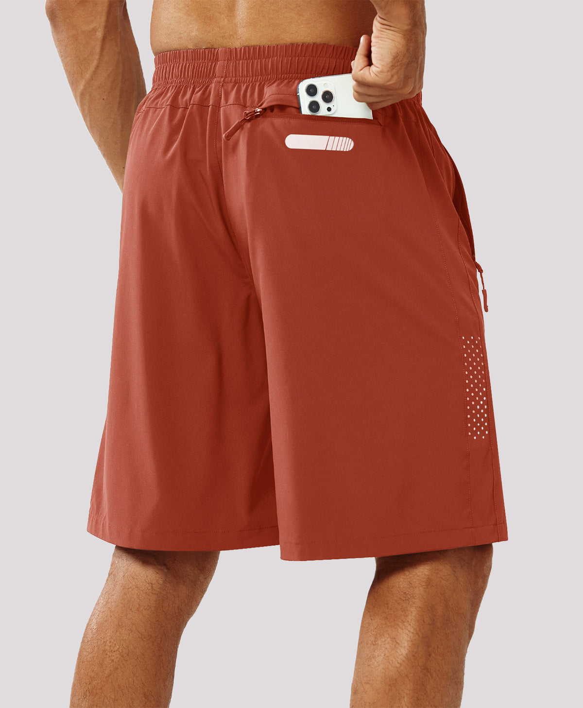 
Men's Hiking 9 Inch Inseam Athletic Shorts Quick Dry Fit Gym Workout — Red Clay