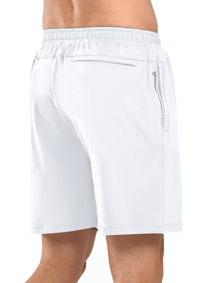 NORTHYARD Men's 7" White Breathable Running Shorts with Pocket for Tennis Gym Training Back