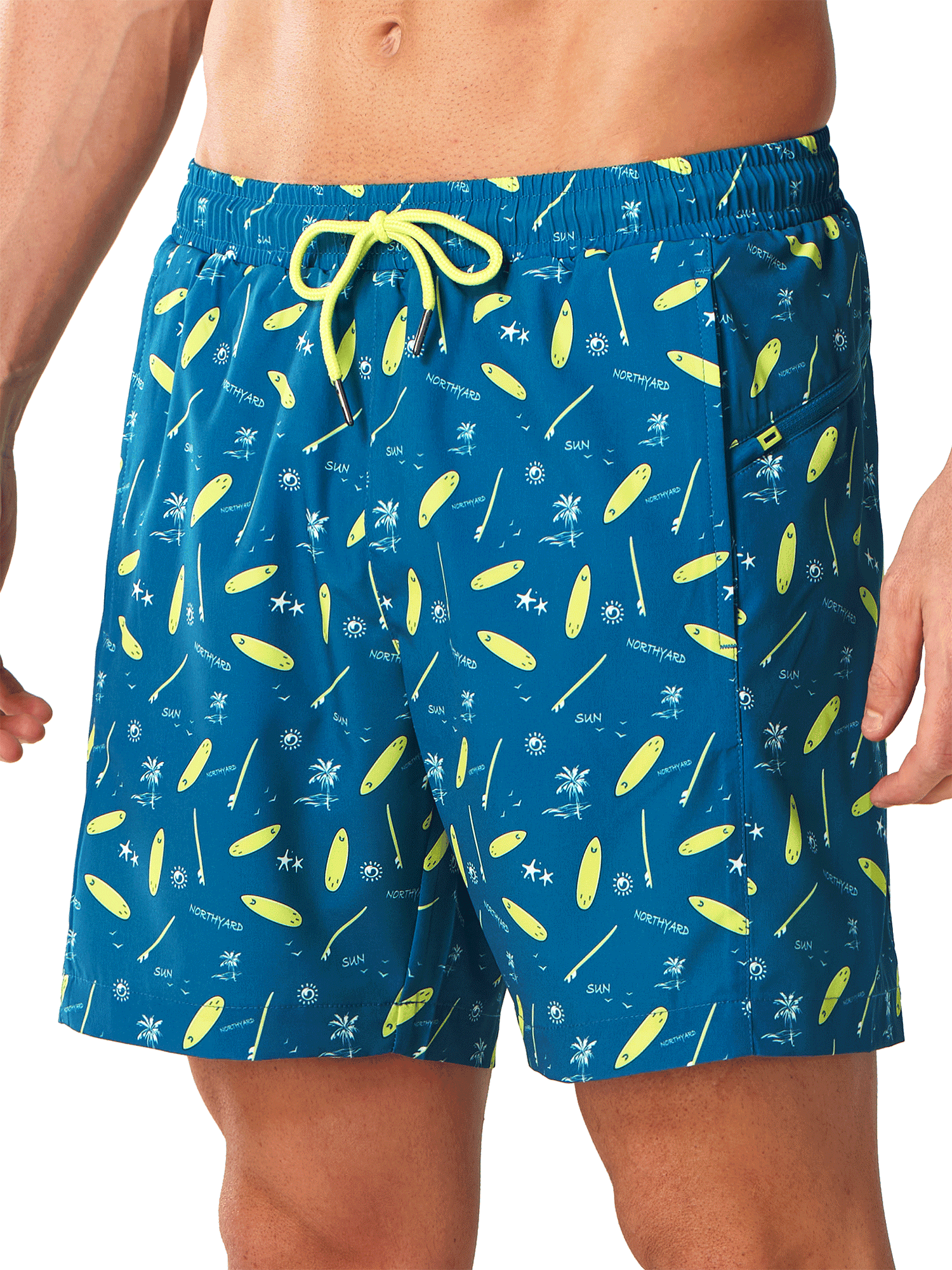Bluesurfboard Men's 7" 2-in-1 Quick Dry Swim Trunks - Front View