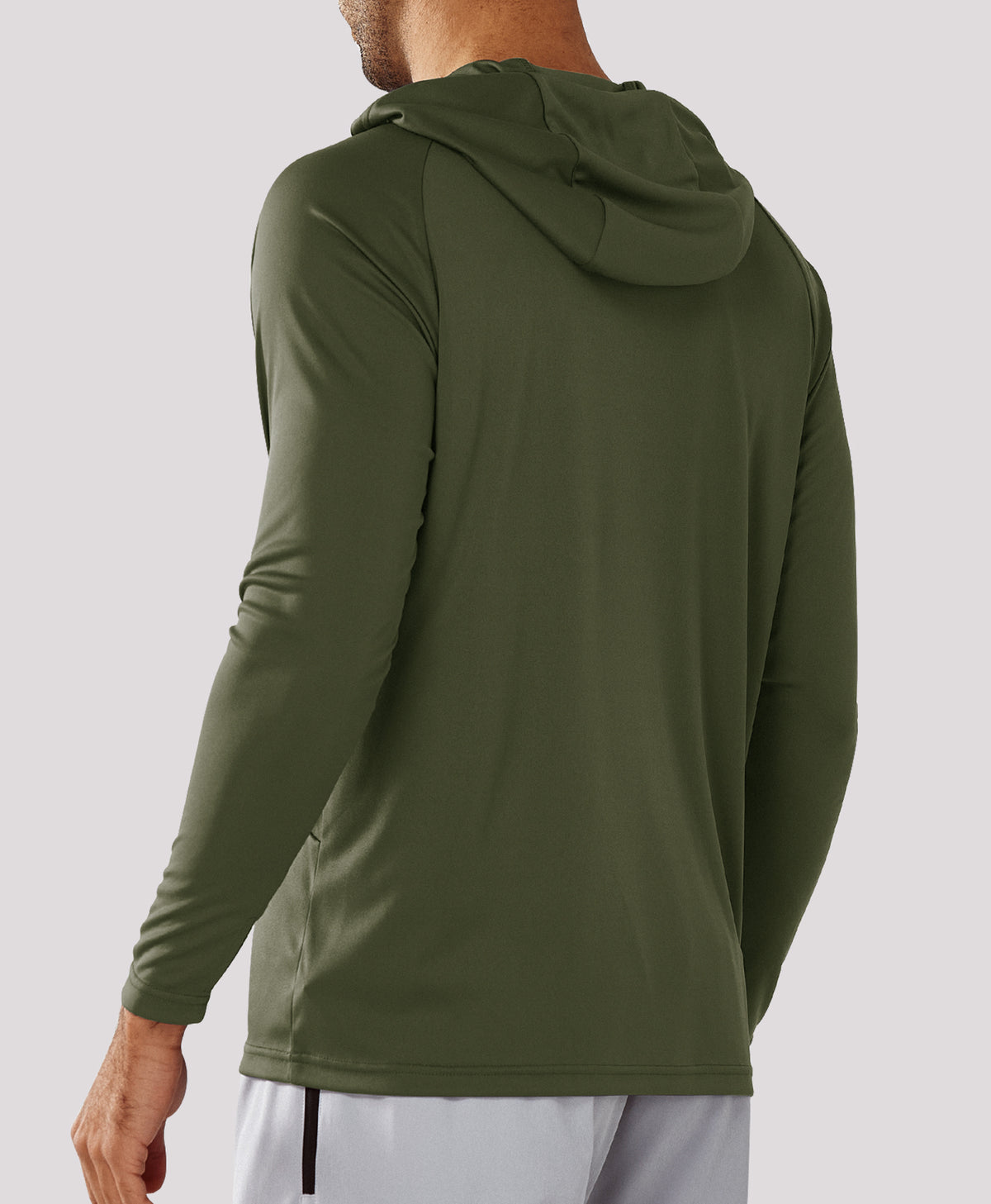 
Men's Fishing Sun Hoodie T Shirt Lightweight Long Sleeve for Workout — Army Green
