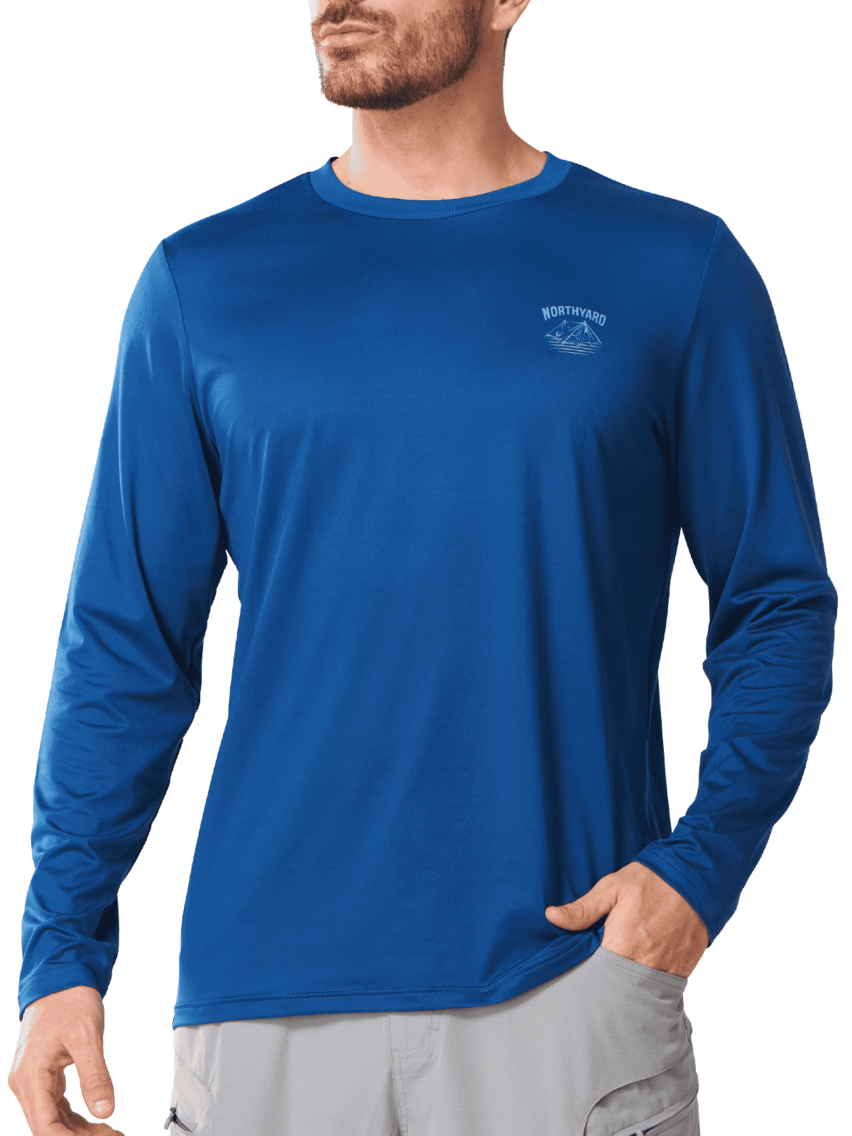 Royalblue Men's UPF 50+ Long Sleeve Sun Protection Shirt - Front View