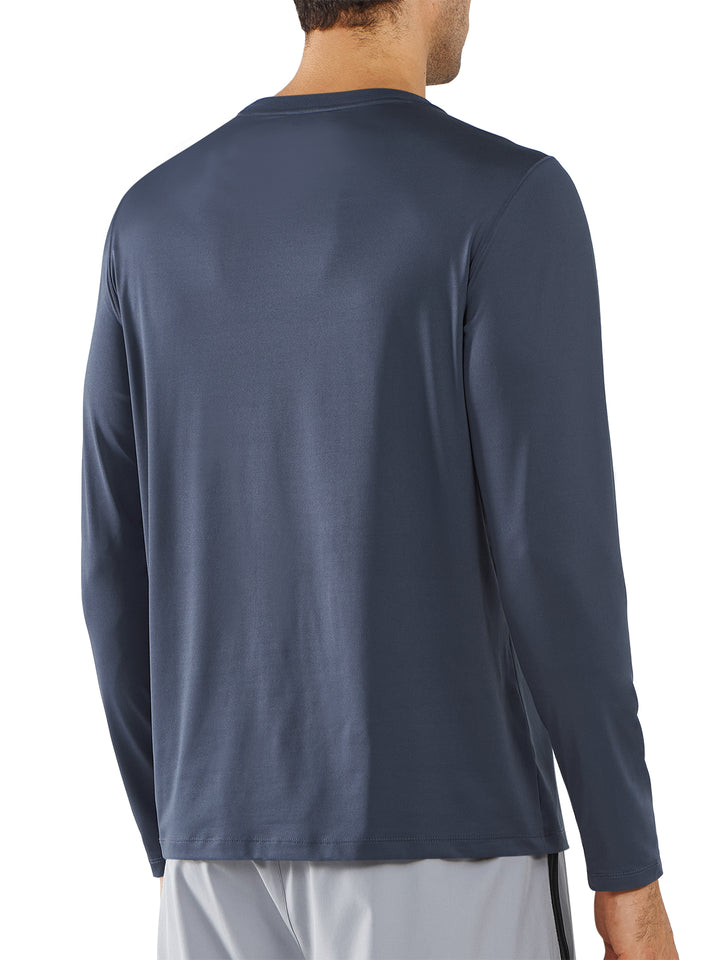 Men's Long Sleeve Compression Gym Shirts Cool Grey Back