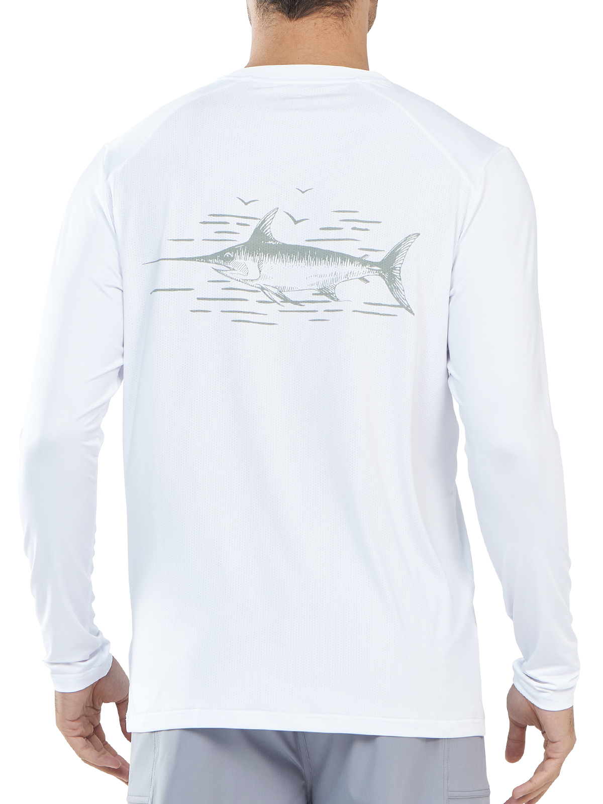 Men's Sun Protection UV Fishing T Shirts Crewneck Long Sleeve for Swim