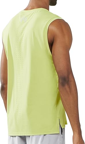 Northyard Men's Lemon Yellow Athletic Sleeveless Shirts Dry Fit Workout Tank Tops for Running Back