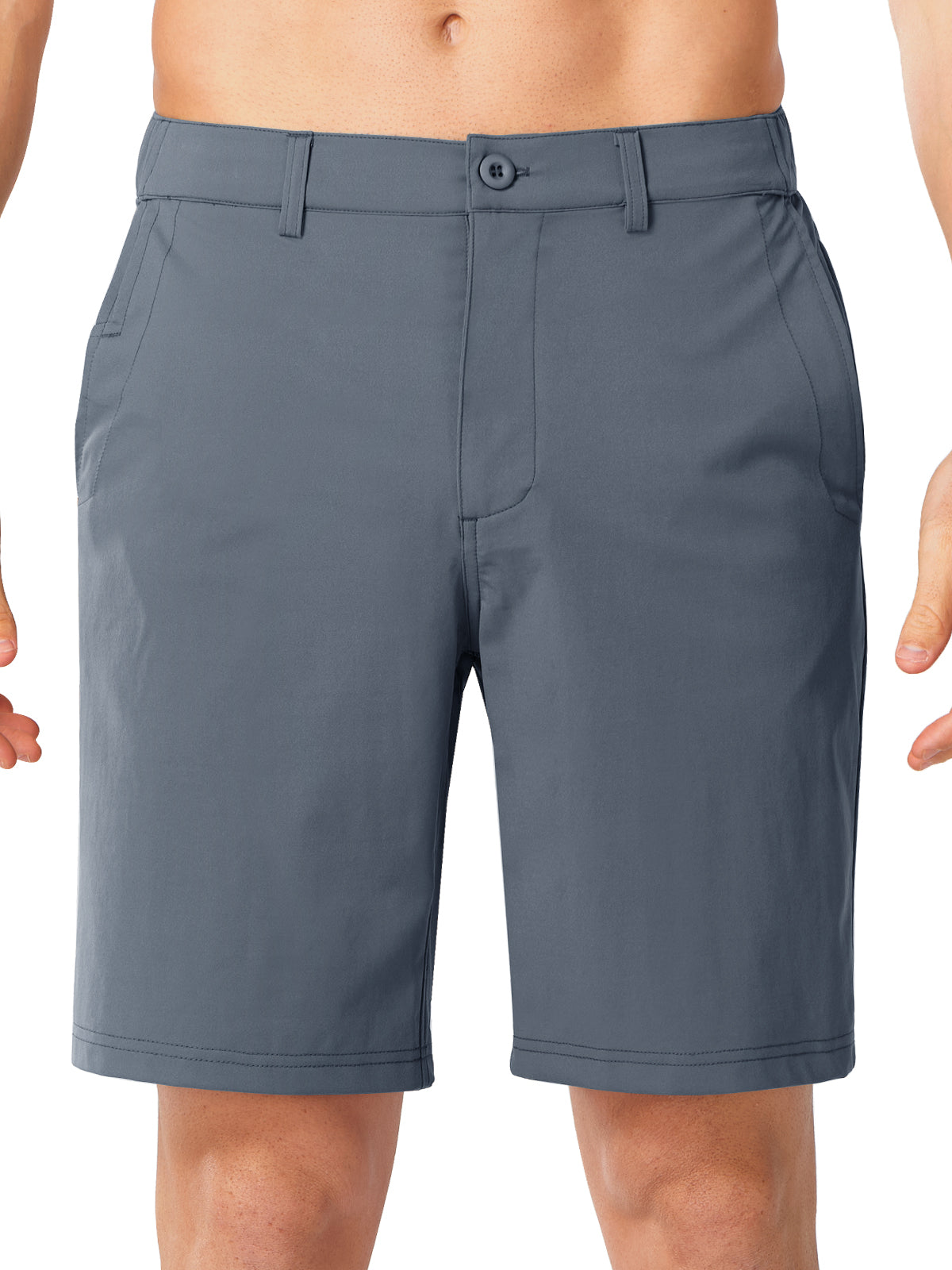Coolgrey Men's 9 Inch Inseam Golf Shorts - Front View Flat Front Performance Trousers
