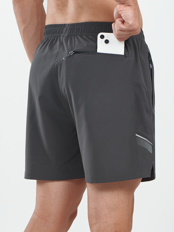 Northyard Men's Dark Grey Athletic 5 Inch Biker Shorts with Pockets Quick Dry for Workout Back