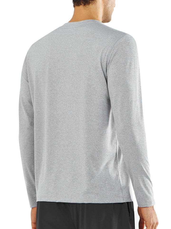 Men's Long Sleeve Compression Gym Shirts Grey Heather Back