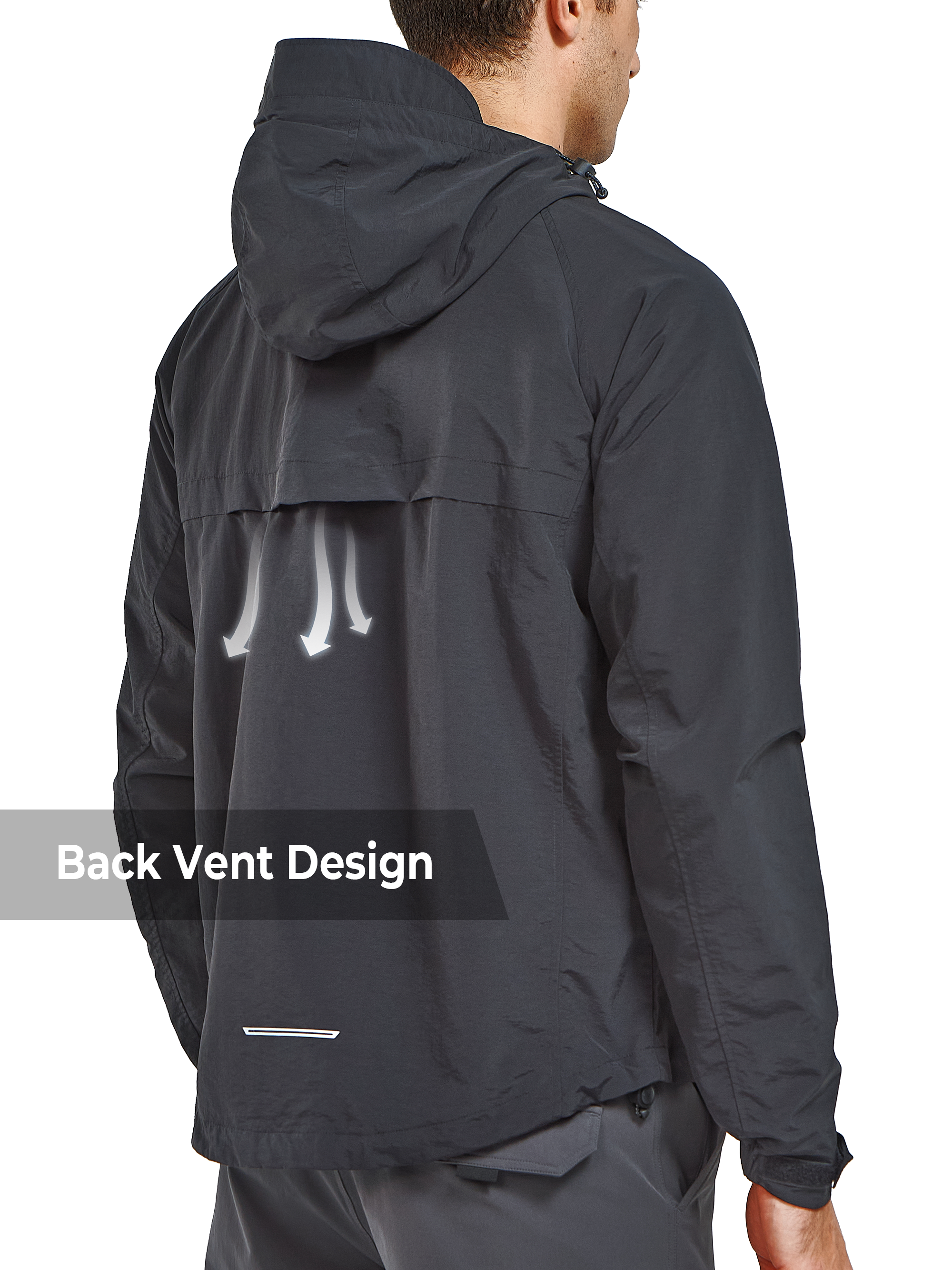 Men's Windbreaker Jackets Lightweight Hooded Windproof Coat for Hiking