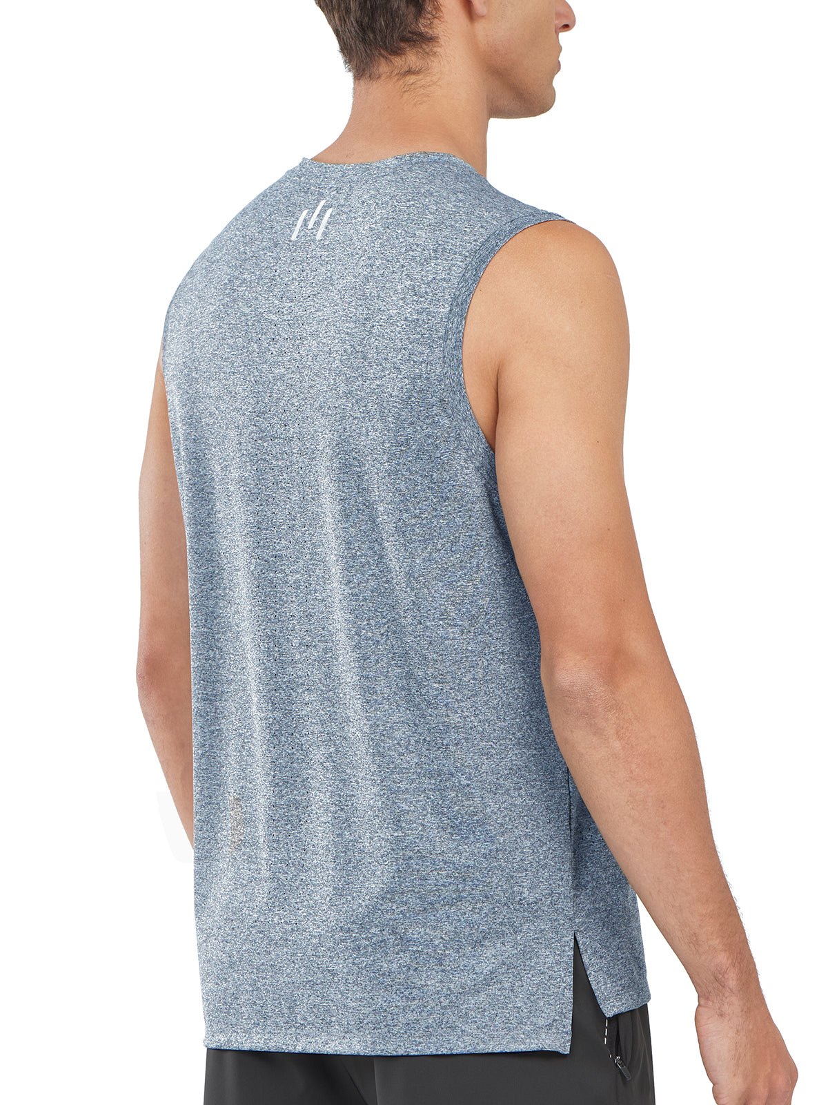 Northyard Men's Blue Heather Athletic Sleeveless Shirts Dry Fit Workout Tank Tops for Running Back