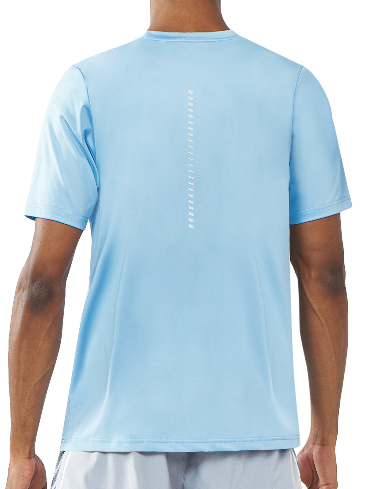 Men's Sky Blue Pickleball Workout Sweat T-Shirts Moisture Wicking for Gym Sport Back
