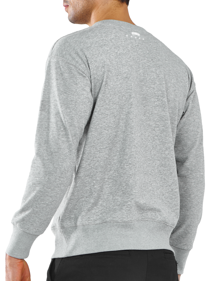 Northyard Men's Smoke Heather Cotton Long Sleeve Crewneck Golf Sport Fitness Casual Sweatshirt Back
