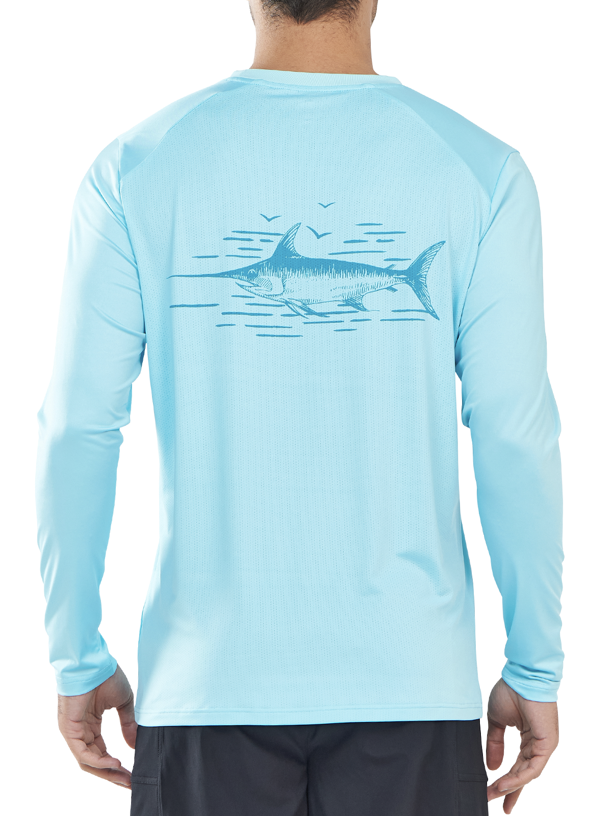 Men's Sun Protection UV Fishing T Shirts Crewneck Long Sleeve for Swim