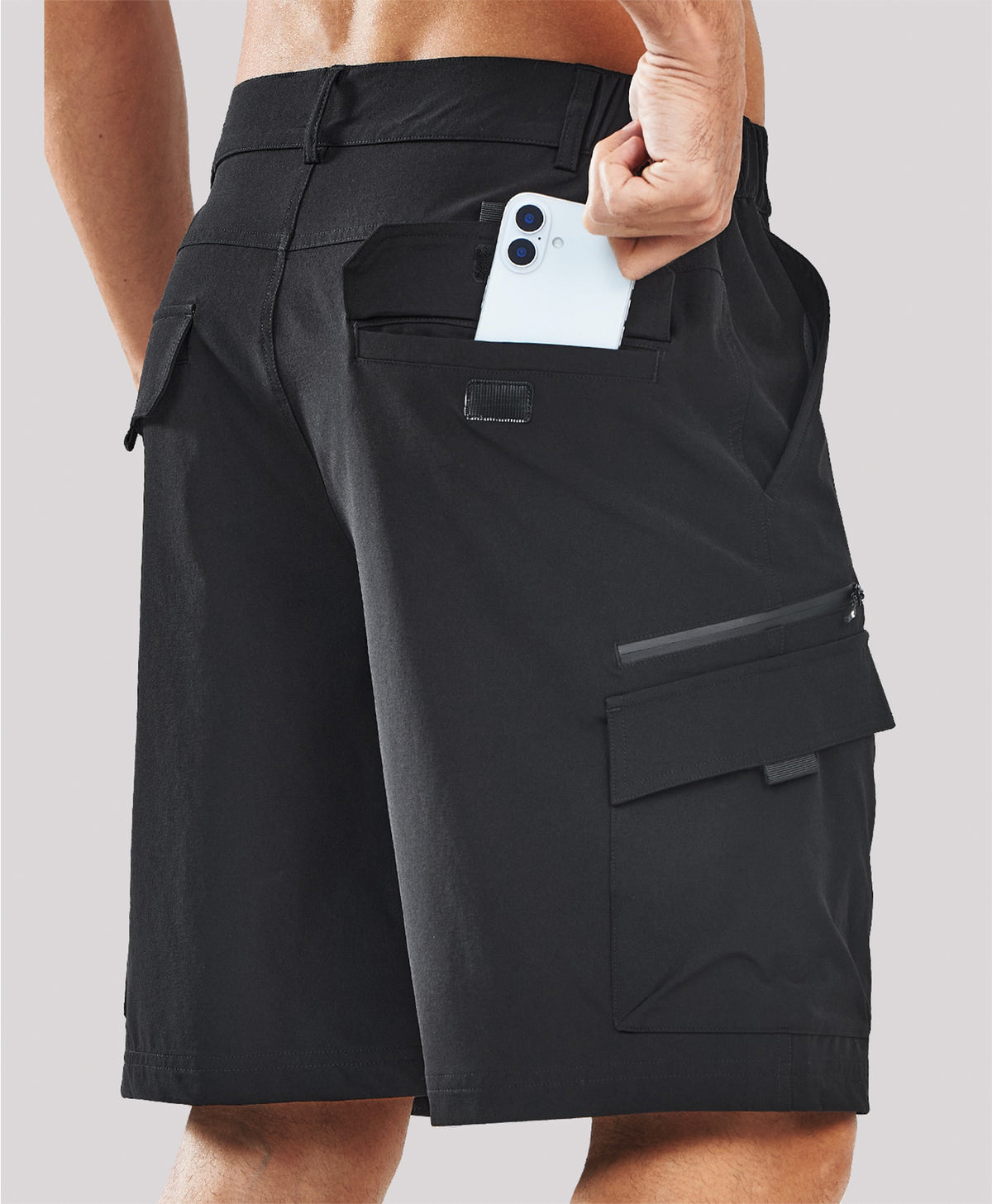 NORTHYARD Men's 9" Lightweight 7-Pocket Cargo Hiking Shorts Water-Repellent Outdoor Shorts
#color_Black