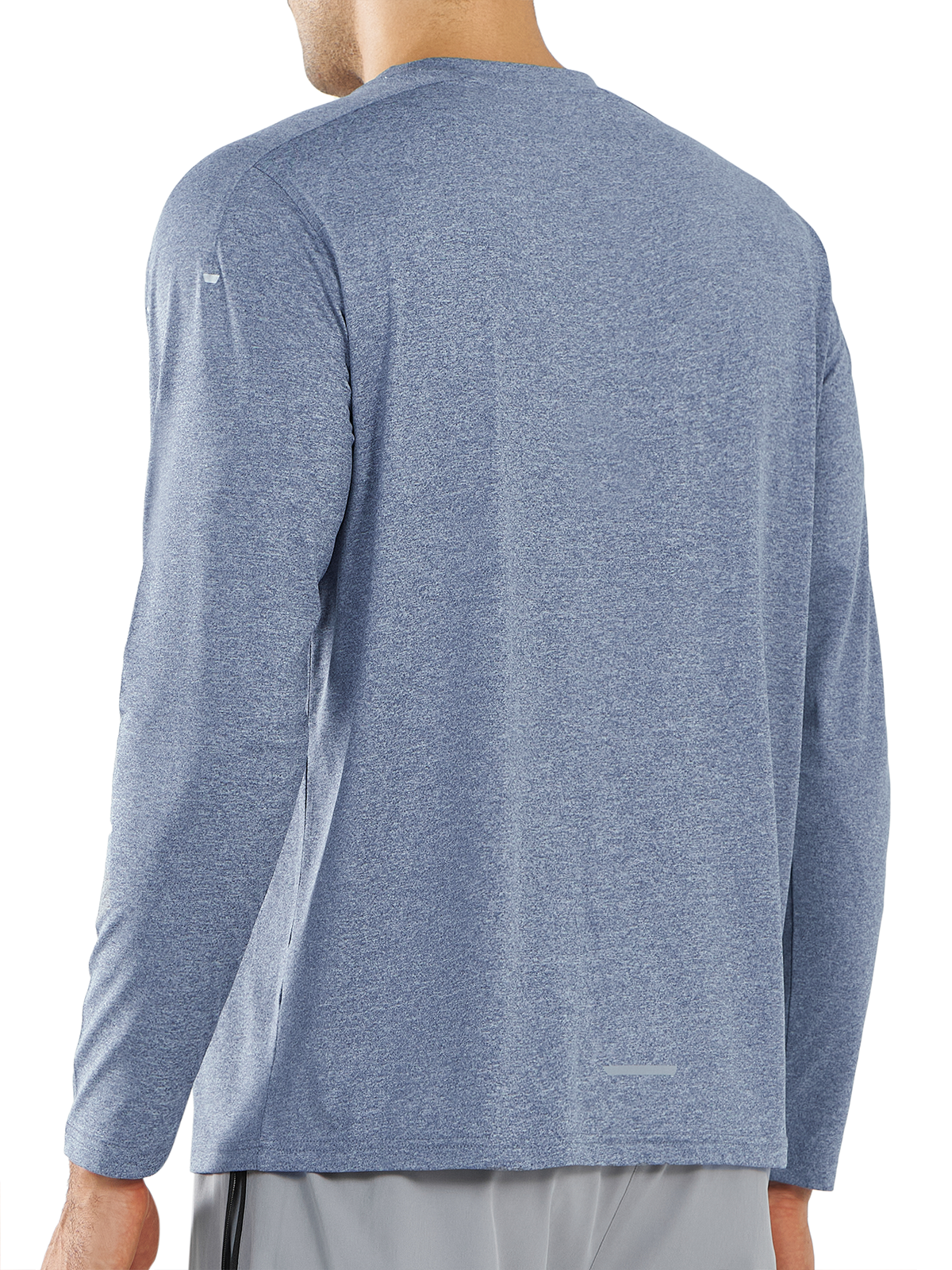 Northyard Men's Blue Heather Gym Long Sleeve T Shirts Wicking Breathable for Running Fitness Back
