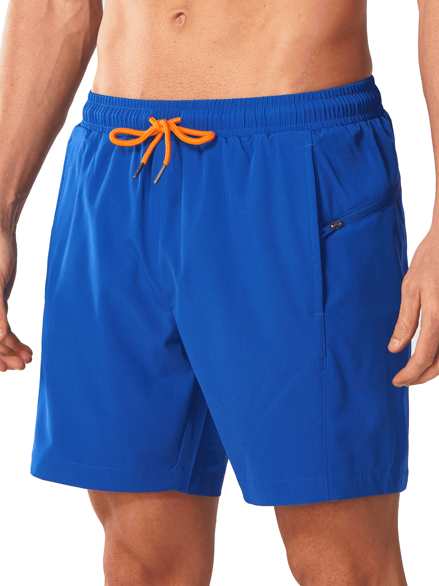Blue Men's 7" 2-in-1 Quick Dry Swim Trunks - Front View