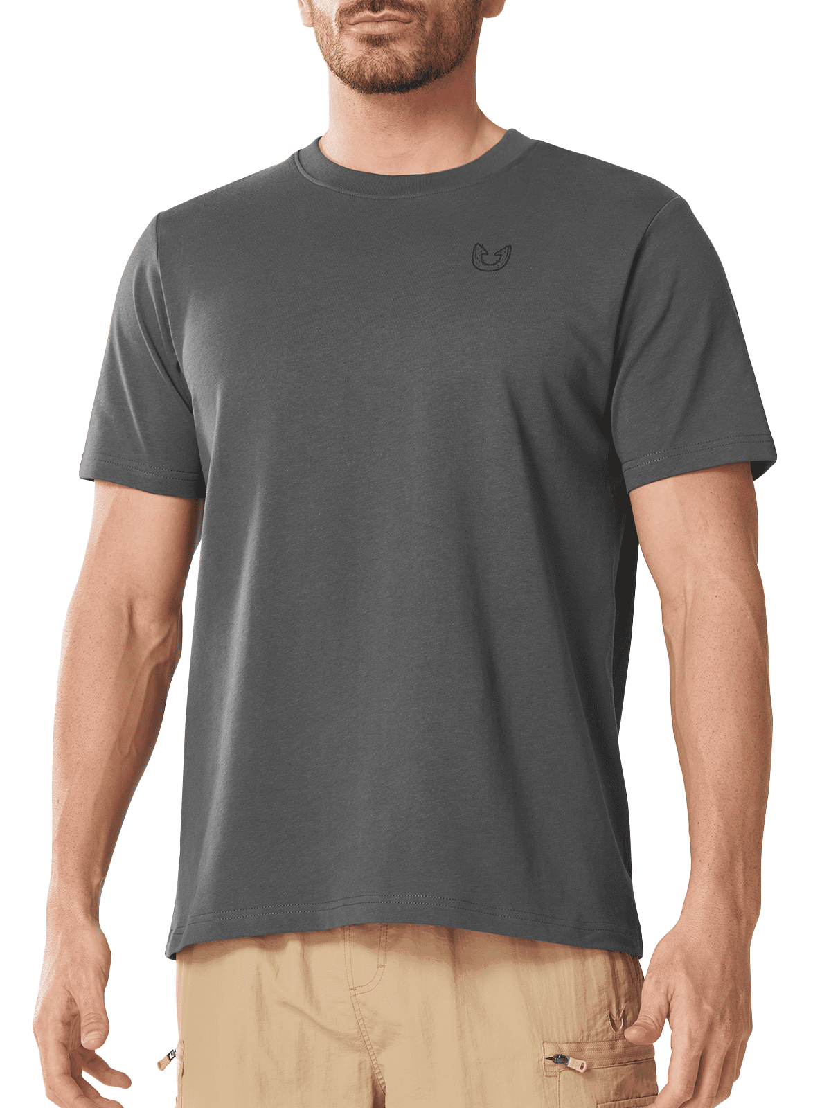Dark Grey Men's 100% Cotton Graphic T-Shirt - Front View Relaxed Fit