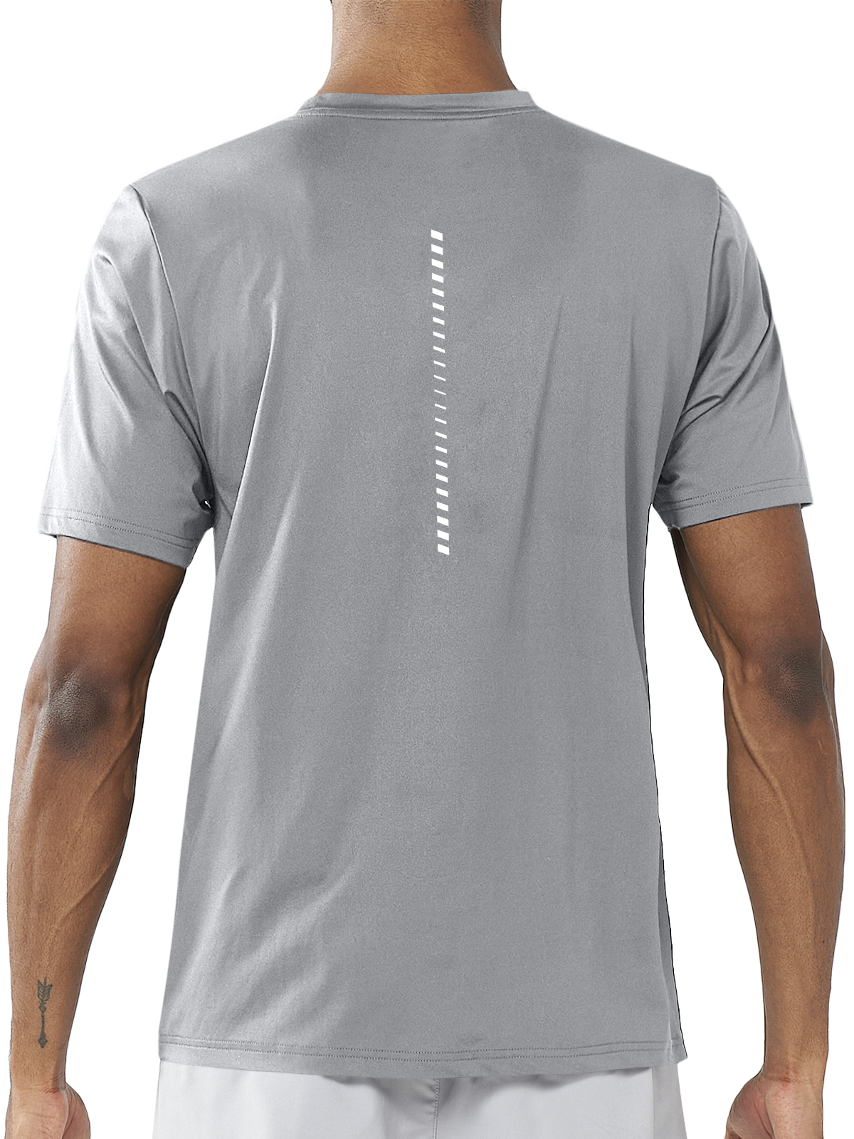 Men's Light Grey Pickleball Workout Sweat T-Shirts Moisture Wicking for Gym Sport Back