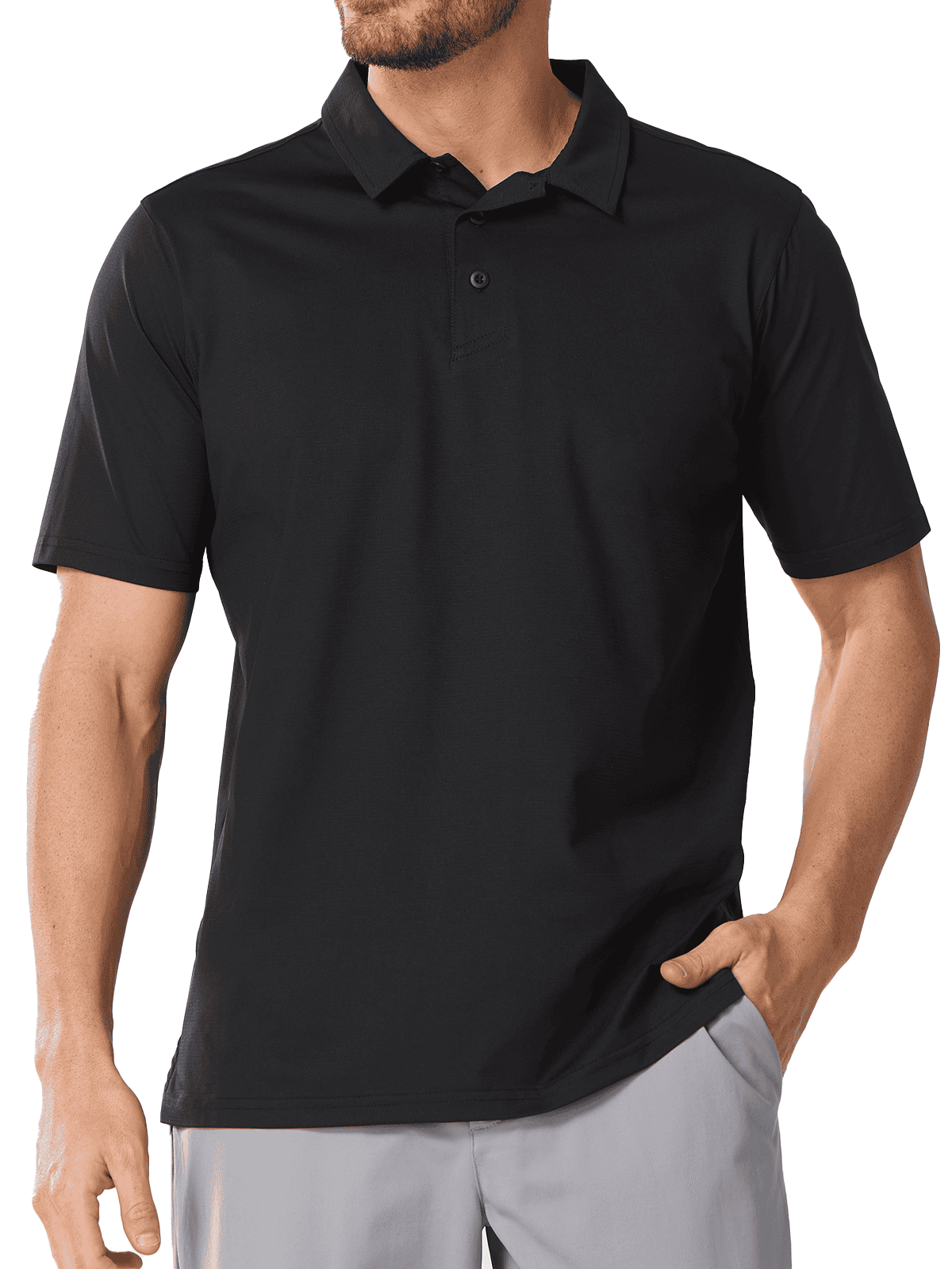 Black Short Sleeve Casual Work Activewear - Side Profile