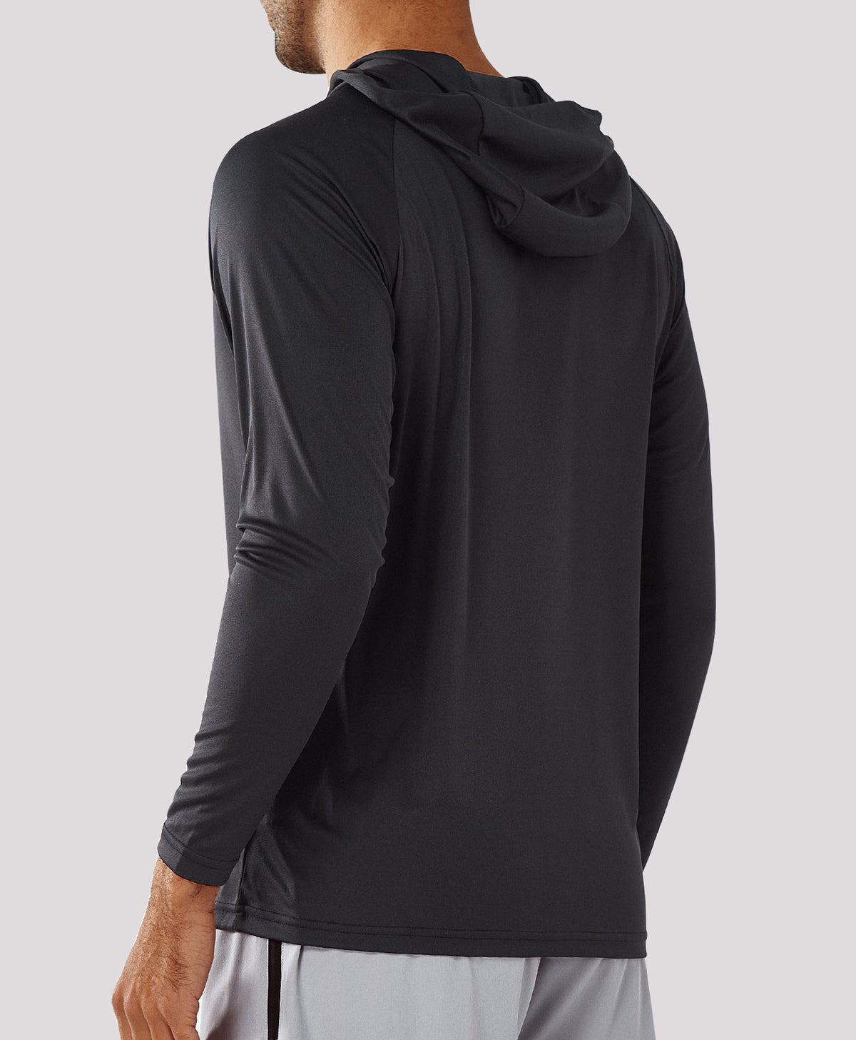 
Men's Fishing Sun Hoodie T Shirt Lightweight Long Sleeve for Workout — black