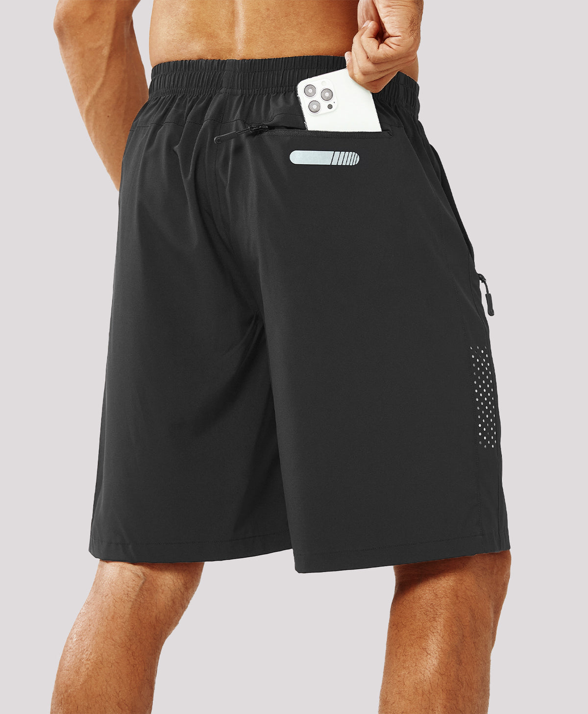 
Men's Hiking 9 Inch Inseam Athletic Shorts Quick Dry Fit Gym Workout — Black