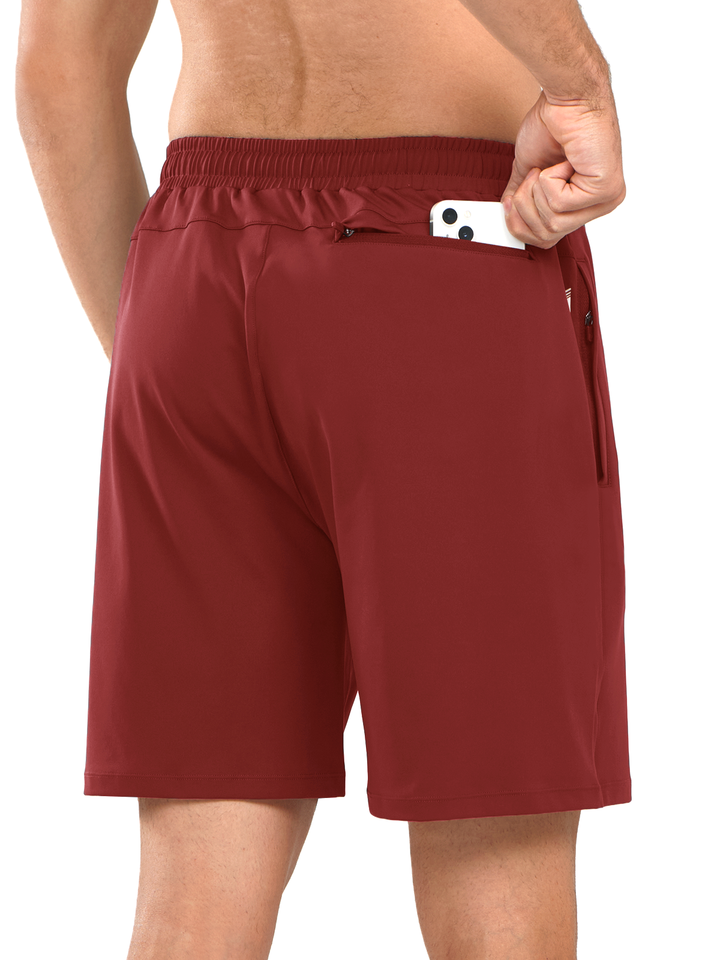 NORTHYARD Men's 7" Red Breathable Running Shorts with Pocket for Tennis Gym Training Back