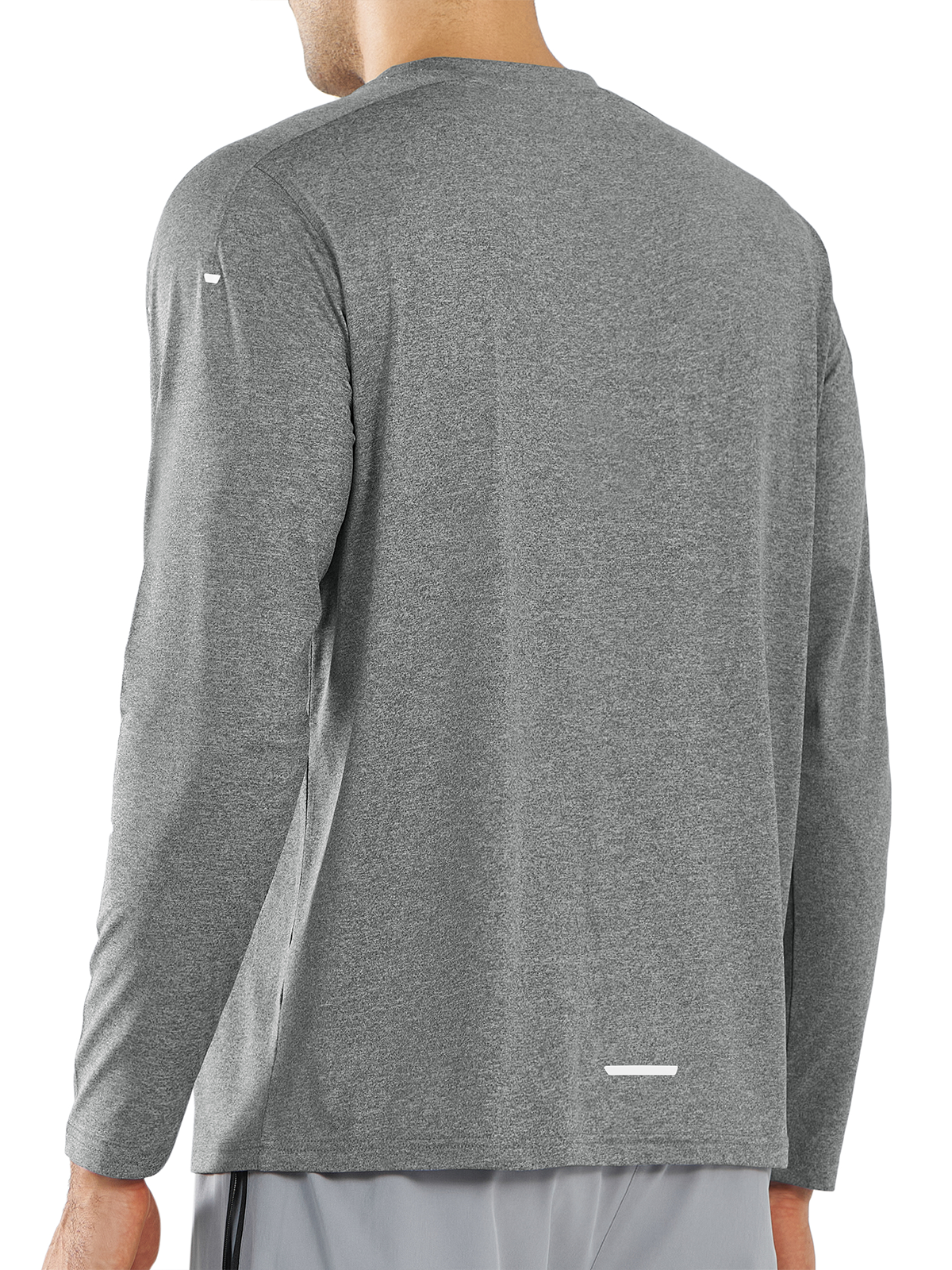 Northyard Men's Smoke Heather Gym Long Sleeve T Shirts Wicking Breathable for Running Fitness Back