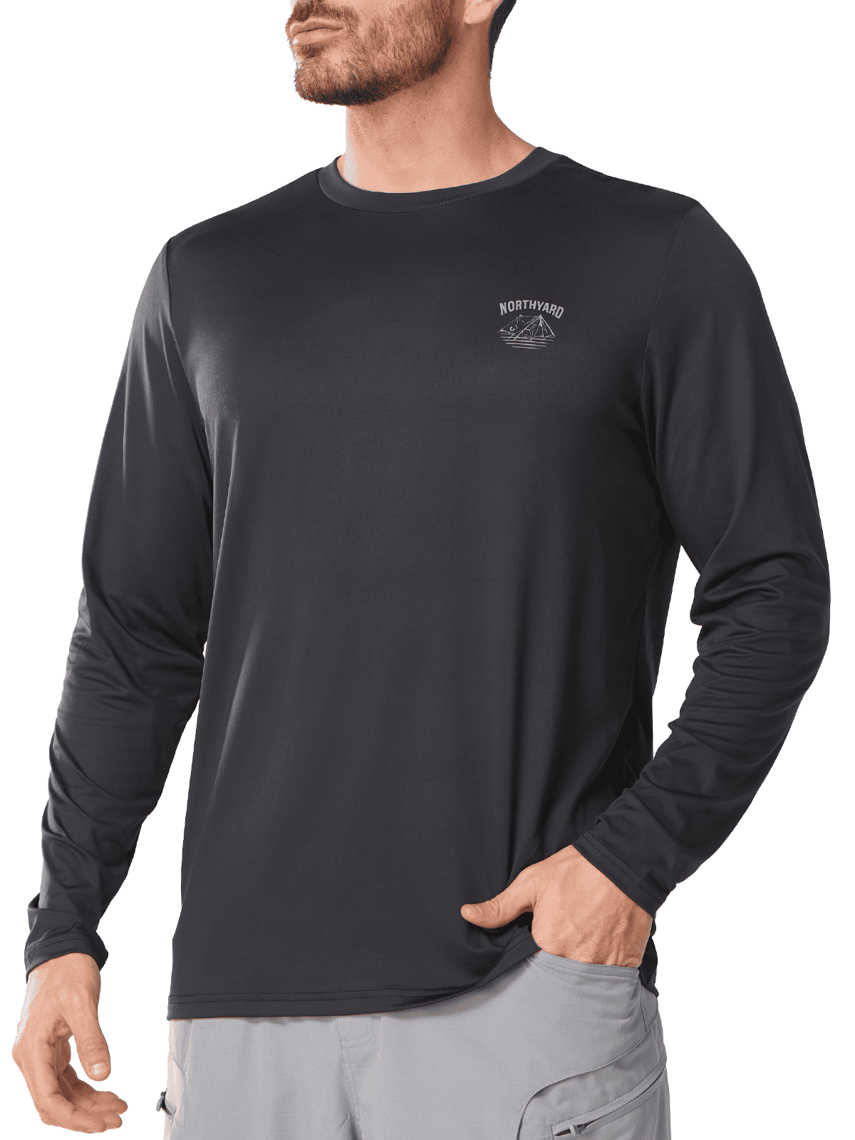 Darkgrey Men's UPF 50+ Long Sleeve Sun Protection Shirt - Front View
