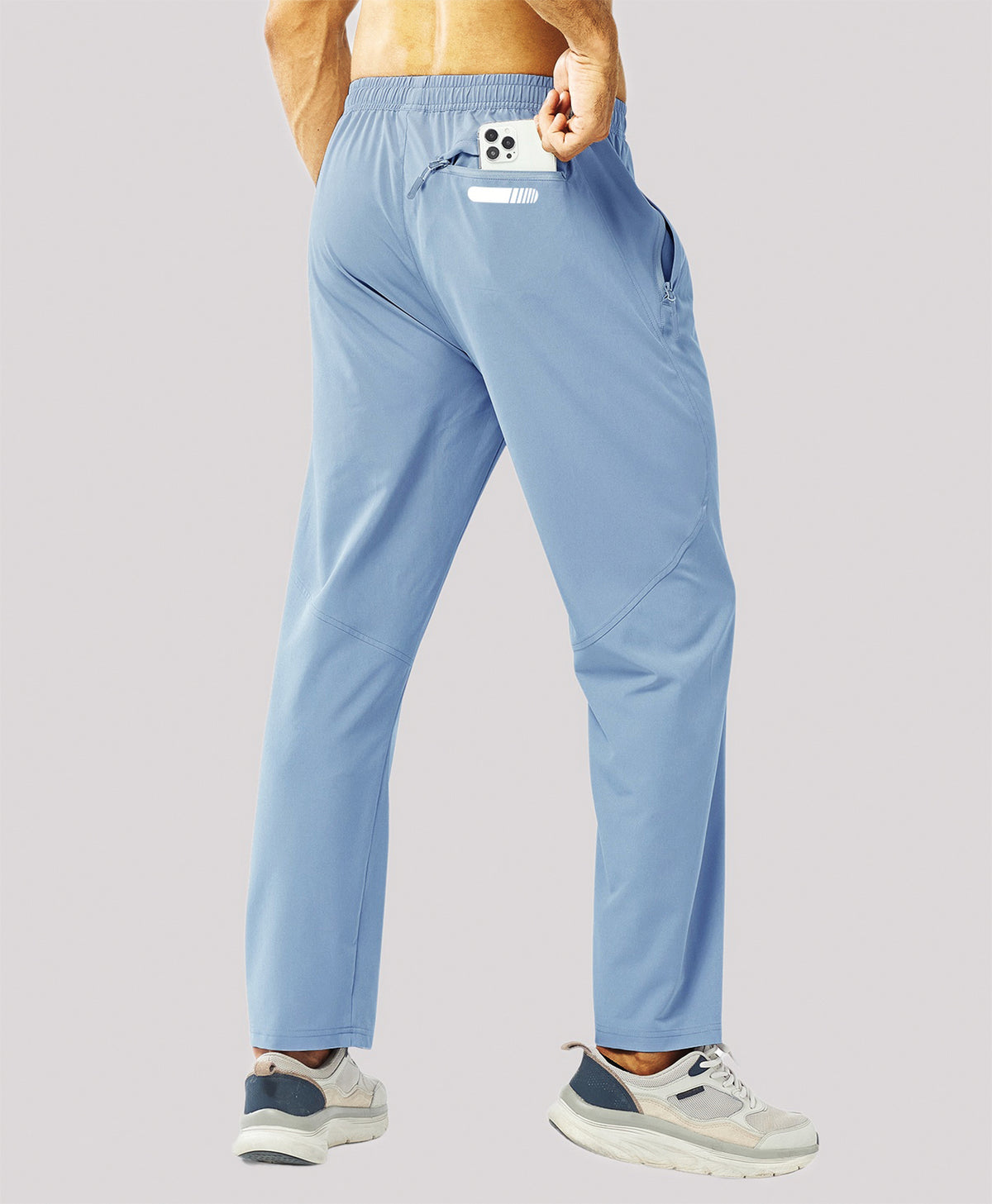 
Men's Lightweight Running Pants with Zipper Pockets — Light Sky